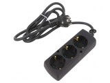 Prelungitor electric 3 prize Schuko PVC negru 3x1,5mm2