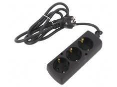 Prelungitor electric 3 prize Schuko PVC negru 3x1,5mm2