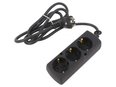 Prelungitor electric 3 prize Schuko PVC negru 3x1,5mm2 foto