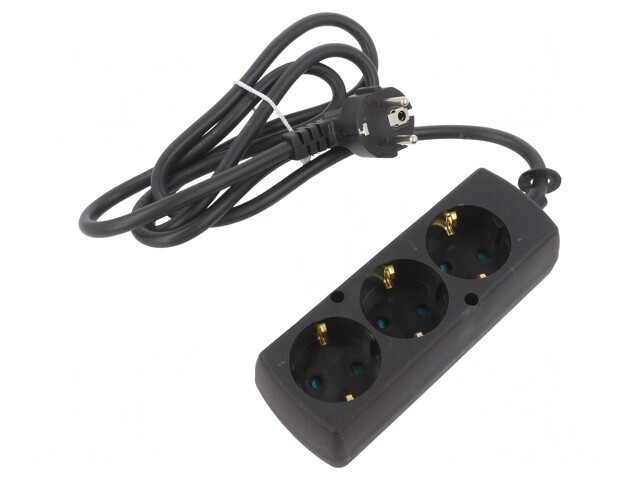 Prelungitor electric 3 prize Schuko PVC negru 3x1,5mm2