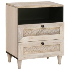 vidaXL Noptieră cu sertar Bej 50 x 33 x 60 cm Lemn masiv de mango 4018126