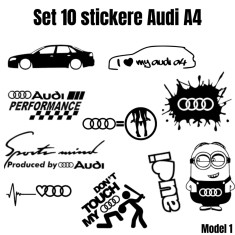 Set 10 Stickere Auto Audi A4 , Autocolante Premium pentru Personalizare