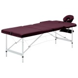 Gossi masa de masaj pliabila cu 3 zone, violet vin, aluminiu
