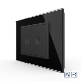 Cumpara ieftin Intrerupator touch dublu wireless Livolo cap scara/cap cruce, sticla neagra