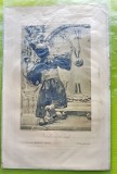 G190-I- FotoGravura veche pe panza anii 1900. Titlu: Sfarsitul Secolului