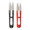 Set 2 foarfeci croitorie compacte, negru + rosu, 10.4 cm, lame otel inoxidabil, taiere precisa fire textile
