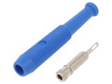 Soclu Banană 2mm Albastru pe Cablu 6A 60VDC 39mm