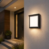 Aplica LED Patrat Erste Siera 12W 6000K IP65 - Corp Iluminat Exterior Modern 170x170x90mm - Rezistent la Apa pentru Fatade, Garaje si Securitate