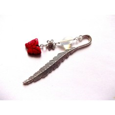 semn de carte cu opalit si fluturas din howlite rosu 42891