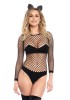 Naughty Kitty Bodysuit Black M/L, Negru, Leg Avenue