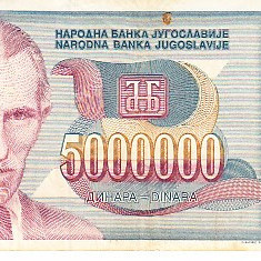 M1 - Bancnota foarte veche - Fosta Iugoslavia - 5000000 dinarI - 1993