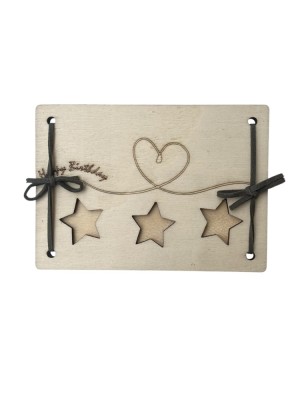 Felicitare din lemn gravata foto