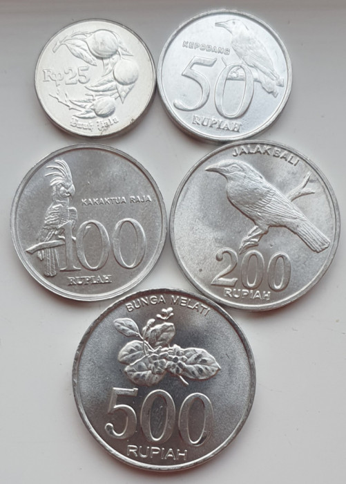 Set 5 monede Indonezia 25, 50, 100, 200, 500 Rupiah 1994 - 2008 UNC - A023