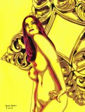 Great Expectations - Pictura erotic pop art, tempera pe carton special, arta erotica 27 x 35 cm, certificat de autenticitate