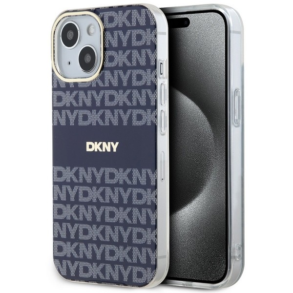 Husa iPhone 15 DKNY IML Mono &amp; Stripe MagSafe, albastru, DKHMP15SHRHSEB