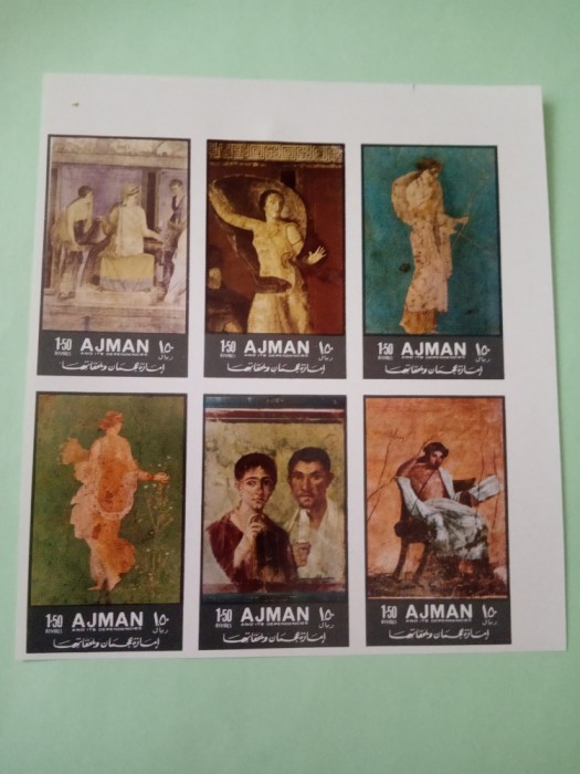 AJMAN, ARTA POMPEI - BLOC MNH IMPERF.