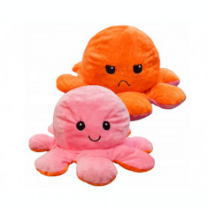 Caracatita reversibila din plus Octopus Doll cu doua fete, portocaliu roz marime 20 cm foto