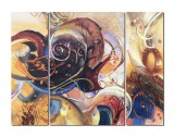 Cumpara ieftin Tablou pictat manual 3 piese, Intraplanetar - 120x90cm pictura abstracta ulei pe panza, Fabulos