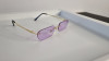Ochelari de soare Rimless - Ochelari fara rama - Brate aurii Lentile violet, Rectangulara, Unisex, Protectie UV 100%