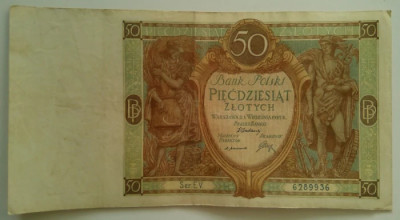 Bancnota - Polonia - 50 Zlotych 01-09-1929 foto