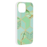 Cumpara ieftin Husa protectie iPhone 11, Multicolor, Imprimeu Marmura Verde, Carcasa Slim Rezistenta, Compatibila Wireless , Techsuit Marble