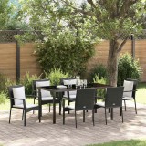 Cumpara ieftin Set de masă pentru grădină cu pernă 7 pcs Negru Rattan poli