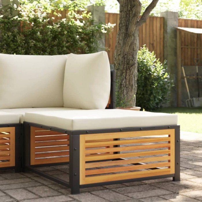 Taburet de grădină cu pernă 68x68x30 cm lemn masiv acacia