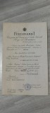Brevet pentru Medalia Meritul Comercial si Industrial cls I , model Ferdinand I , 1925 , pe foaie dubla . Raritate. Stare impecabila.