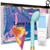 Set cadou LOVE TO LOVE OMG Enjoy Mint, cu vibrator pentru punctul G, ulei de masaj Love me Tender, lubrifiant MIXGLISS, geantă holografică