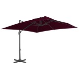 vidaXL Umbrelă &icirc;n consolă cu st&acirc;lp din aluminiu, bordo, 300x300 cm