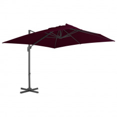 vidaXL Umbrelă în consolă cu stâlp de aluminiu, roșu bordo, 300x300 cm