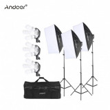 Kit de iluminare foto Studio cu 3 softbox + accesorii Andoer 12 bec 40w