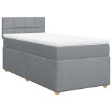 Cumpara ieftin Pat continental cu saltea, gri deschis, 80x200 cm, textil