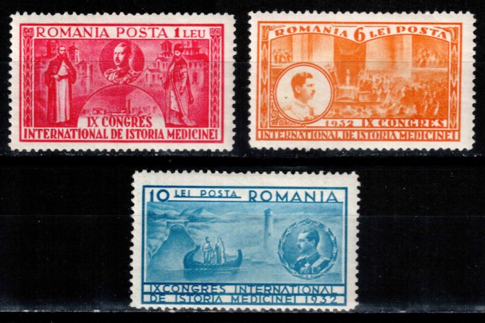 Romania 1932, LP 99, Al IX-lea Congres de Istoria Medicinii, seria, MNH LUX!