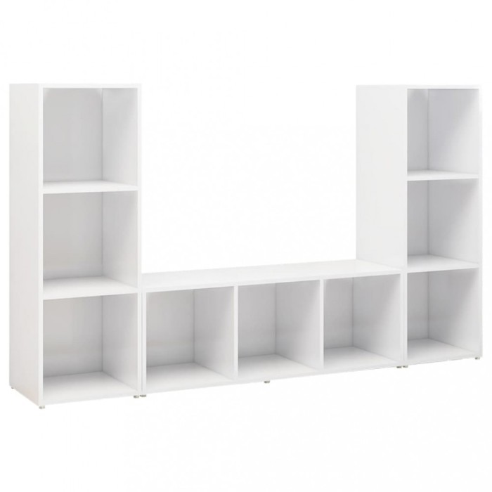 Dulapuri TV, 2 buc., alb, 107x35x37 cm, lemn prelucrat