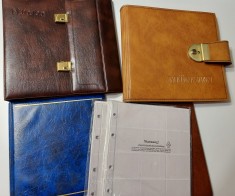 4 Albume/clasoare pentru monede, (second hand) + 24 folii KABE NUMIS (noi)