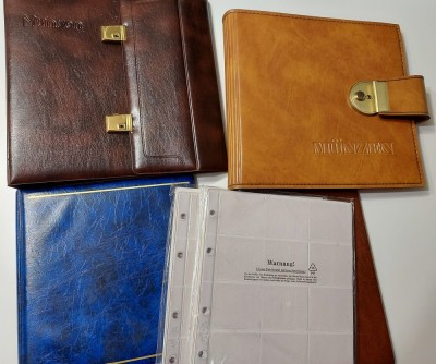 Album/clasor pentru monede, 4 buc. (second hand) + 24 folii KABE NUMIS (noi) foto