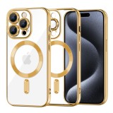 Husa premium iPhone 15 Pro Techsuit Luxury Crystal MagSafe, auriu