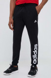 Adidas pantaloni de trening din bumbac culoarea negru, cu imprimeu