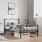 VidaXL Cadru pat metalic cu tăblii de cap/picioare, negru, 100x190 cm