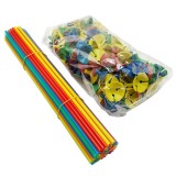 Set 100 bete cu rozete pentru baloane, flippy, suporturi de plastic, usor de instalat, reutilizabil, pentru aniversare, nunta, ziua de nastere, decora