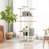 VidaXL Ansamblu de pisici, st&acirc;lpi din funie sisal, gri deschis, 162 cm