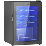 HOMCOM Frigider pentru Vinuri de 20 Sticle cu Temperatură Unică 5-18&deg;C, Geam Anti-UV și Rafturi Reglabile, 43x45x64 cm, Negru | Aosom Romania