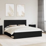 vidaXL Cadru de pat cu headboard Negru 180 x 200 cm Lemn de pin masiv 3410057