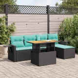 vidaXL Set mobilier de grădină cu perne, 6 piese, negru, poliratan 3327137