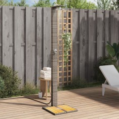 vidaXL Duș de exterior, gri, 50x55x224 cm, poliratan și lemn acacia 368207