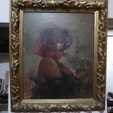 Bertalan Vigh (1890 &ndash; 1946) Portred tanara - Maricska Ulei/Panza 60/50 Scoala de la Baia Mare