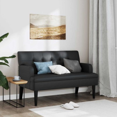 vidaXL Banchetă cu spătar, negru, 112x65,5x75 cm, piele ecologică 372153 foto