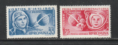 Romania 1963 - Cosmonautica Vostok 5 and 6 2v MNH foto