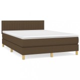 Cumpara ieftin Pat continental cu saltea, maro inchis, 140x200 cm, textil